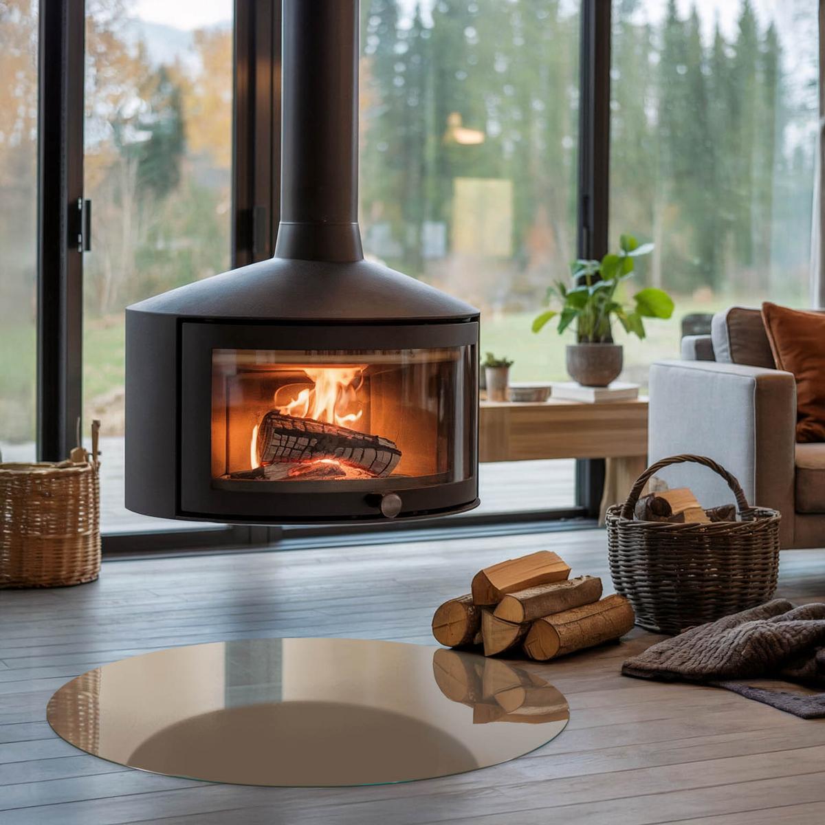 GLASPLATTE für Kamin Ø 90 cm - Braun, Glas (90/90/0.4cm) - TULUP