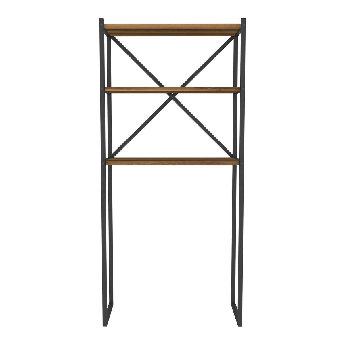BADEZIMMERREGAL Askersund - Walnussfarben, Holzwerkstoff/Metall (66/160/34cm) - [en.casa]