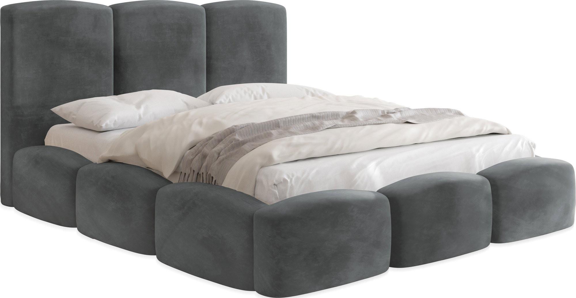 POLSTERBETT Harmony mit Bettkasten, Grau Samt Velours 120x200 cm - Birkefarben/Schwarz, Holzwerkstoff/Kunststoff (120/200cm) - WFL GROUP