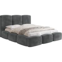 POLSTERBETT Harmony mit Bettkasten, Grau Samt Velours 180x200 cm - Birkefarben/Schwarz, Holzwerkstoff/Kunststoff (180/200cm) - WFL GROUP