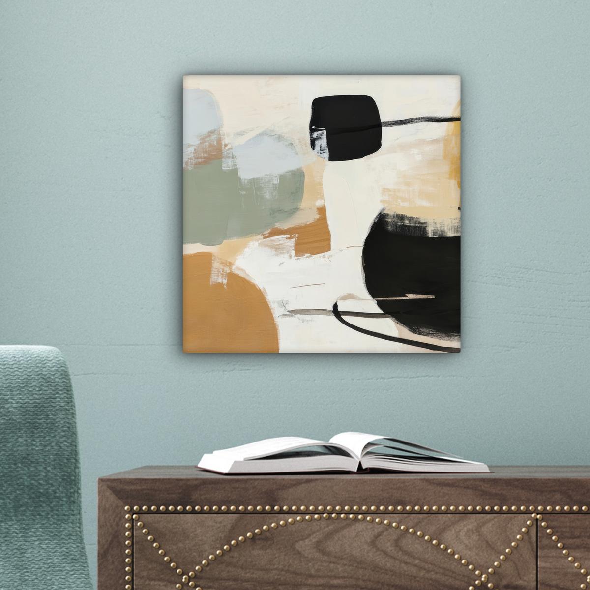 LEINWANDBILD Farbe - Abstrakt - Farben Deko Wohnzimmer 20x20 cm - Currygelb, Textil (20/20cm) - MuchoWow