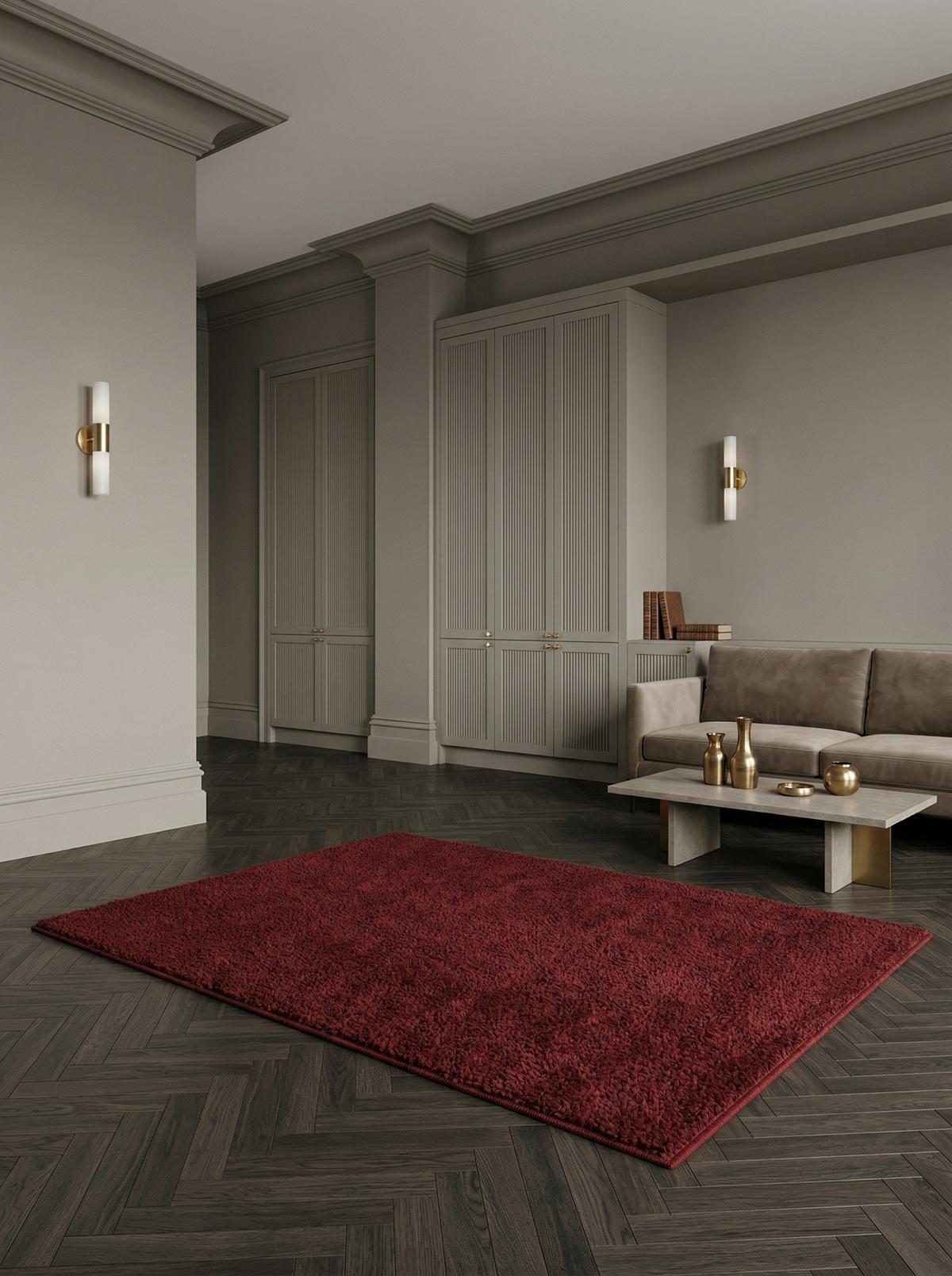 TEPPICH Kurzflor MAIN in Rot, einfarbig, 120 x 170 cm - Rot, Textil (170/120cm) - KADIMA DESIGN