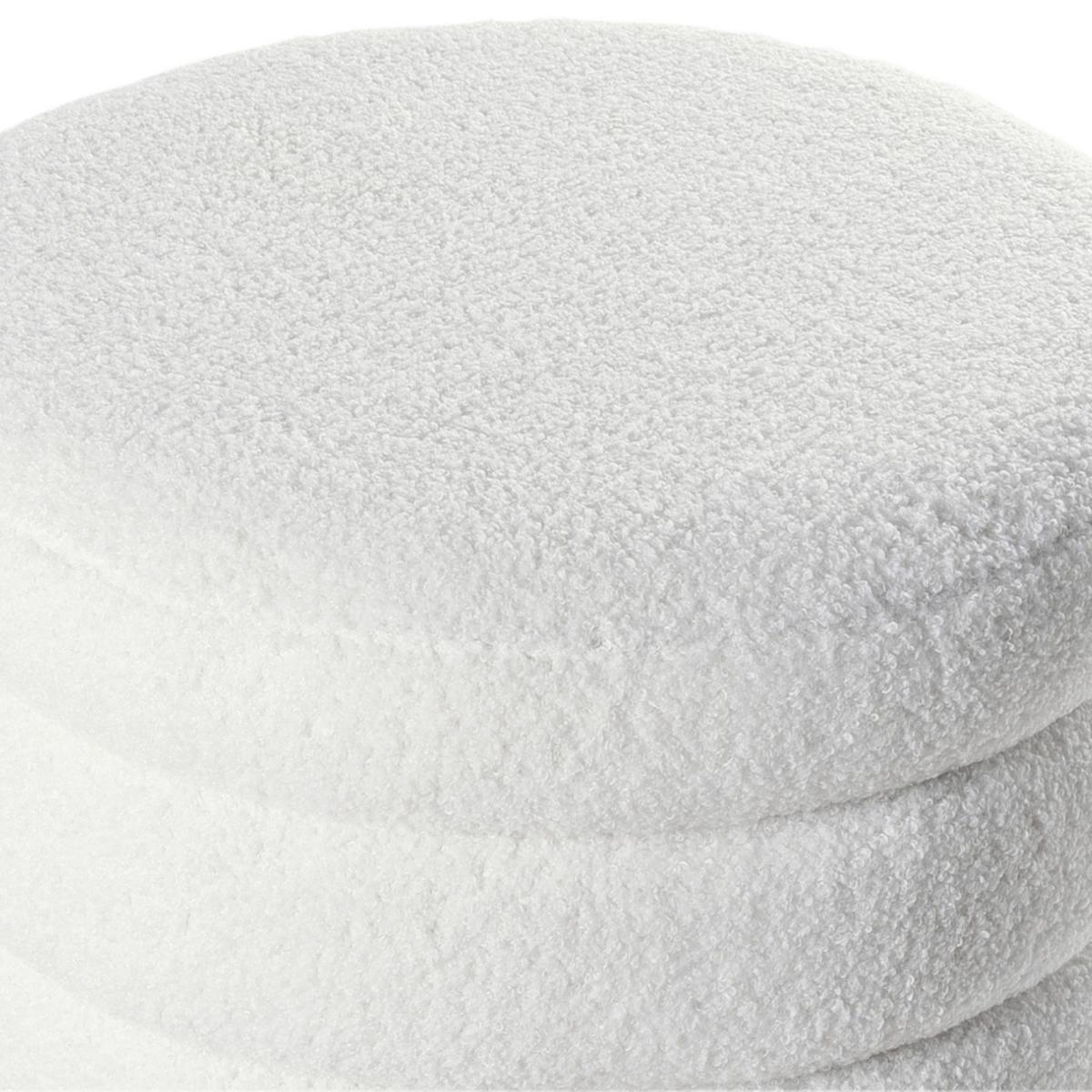 POUF Cremeweiß Chilly - Weiß/Braun, Textil (42/41/42cm) - Beliani