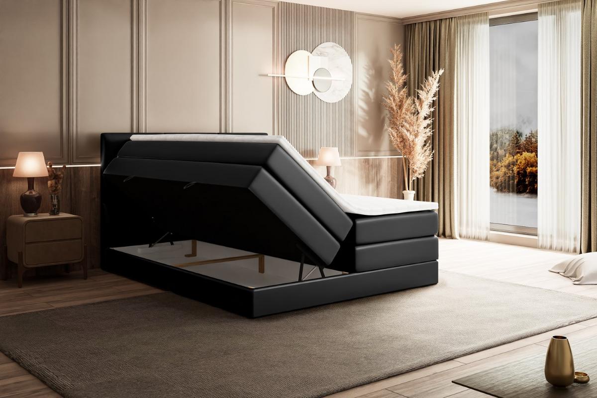 BOXSPRINGBETT OHIO KING - 180x200 - H3/H4 - Schwarz Hochglanz - Schwarz Hochglanz, Holzwerkstoff (180/200cm) - ALTDECOR