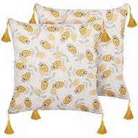 DEKOKISSEN 2er-Set Hellbeige 45/45 cm Abutilon - Beige, Textil (45/45cm) - Beliani