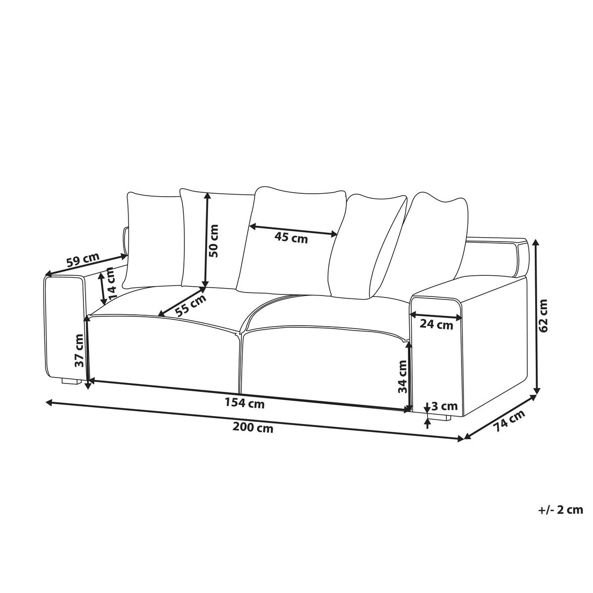 3-SITZER-SOFA Cord Hellbeige Viskan - Beige, Textil (200/62/74cm) - Beliani