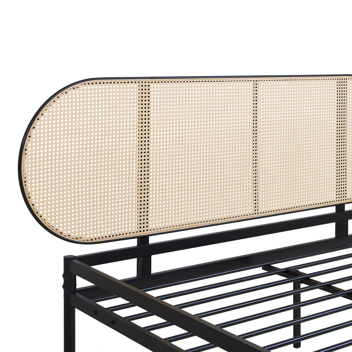 METALLBETT Linköping - Beige/Schwarz, Metall (160/200cm) - [en.casa]