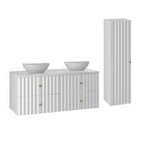 BADMÖBEL 120.6cm Izae 2er-Set Weiß - Weiß, Holzwerkstoff (120.6/52.2/46.5cm) - Petits-meubles