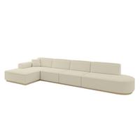 ECKSOFA Ottomane Links IREA-L3 - 412x165x80 cm Beige - Hellbraun/Creme, Holzwerkstoff/Textil (412/165cm) - ALTDECOR