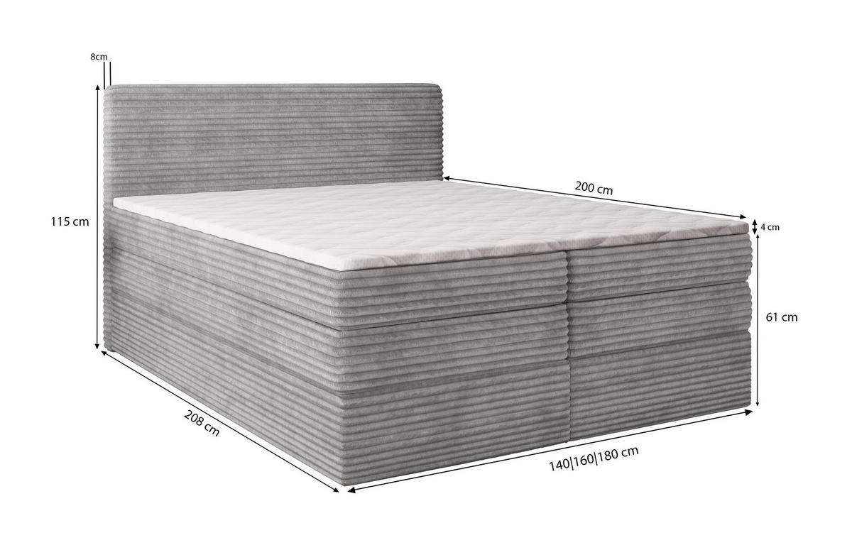 BOXSPRINGBETT LUNERA 180x200 cm mit Matratze und Topper - Rosa - Rosa, Holz (180/200cm) - MASSENO