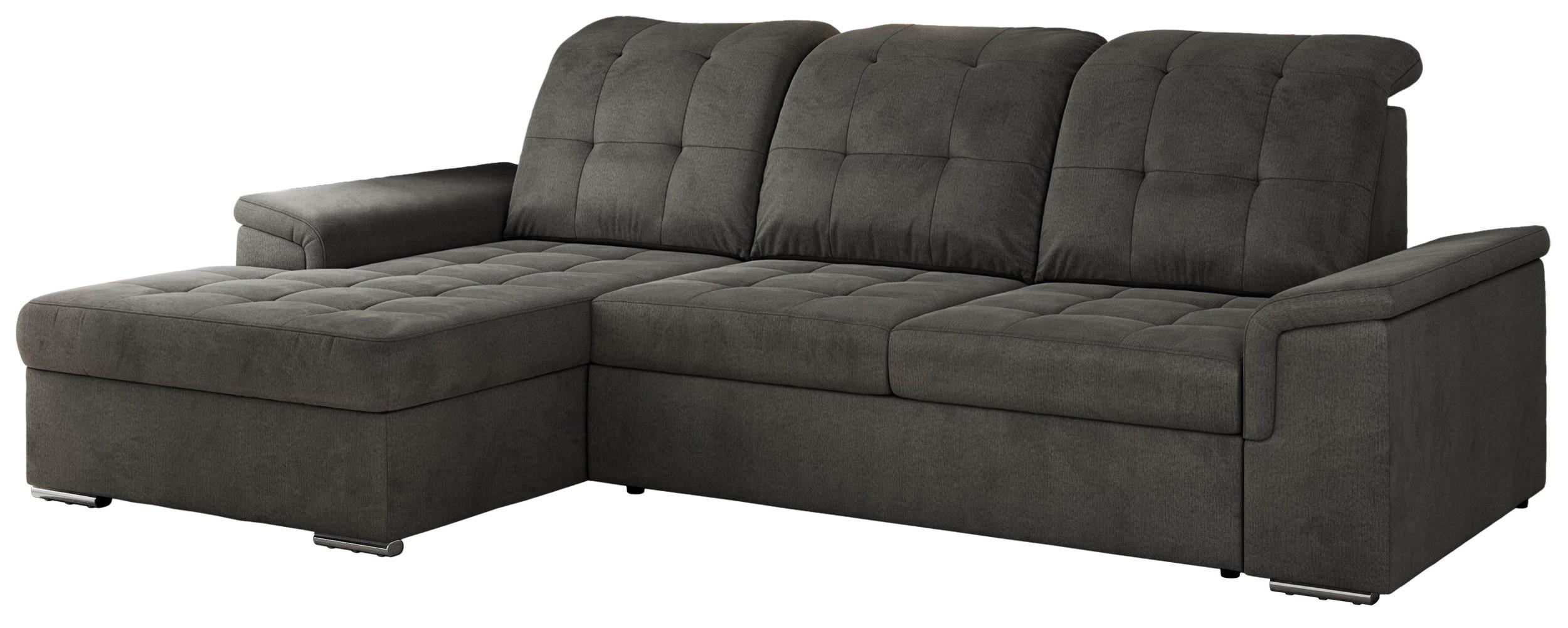ECKSOFA MADRITO L - Dunkelgrau Velorus - Links - Dunkelgrau/Silberfarben, Textil/Metall (160/256cm)