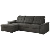 ECKSOFA MADRITO L - Dunkelgrau Velorus - Links - Dunkelgrau/Silberfarben, Textil/Metall (160/256cm)