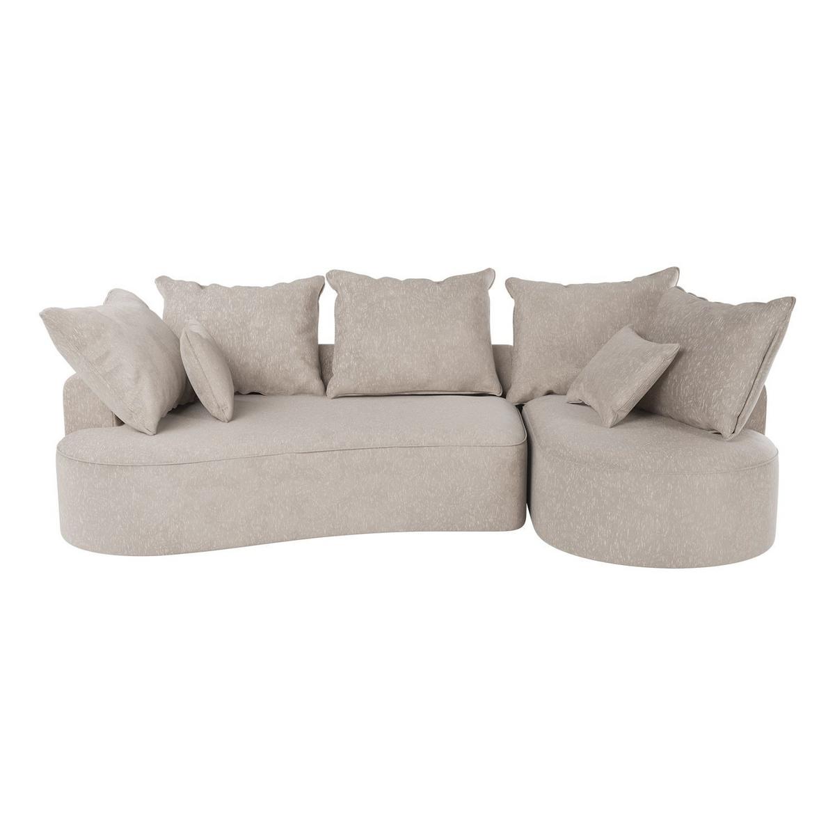 SOFA Tirano Samt Beige mit Ottomane rechts - Beige, Textil (300/102cm) - Juskys