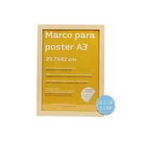 RAHMEN Set mit 3 aus MDF und Acrylglas Schutz und Aussteller für Fotografien, Bilder, Poster, Gemälde, Dekoration für Haus Farbe Hellholz A3 - Beige, Holz (29.7/3cm) - Nacnic