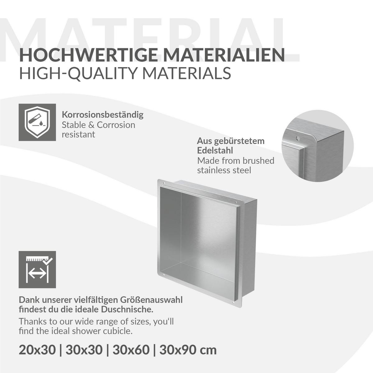 DUSCHNISCHE Silber 30/30 cm - Silberfarben, Metall (30/30/10cm) - LuxeBath