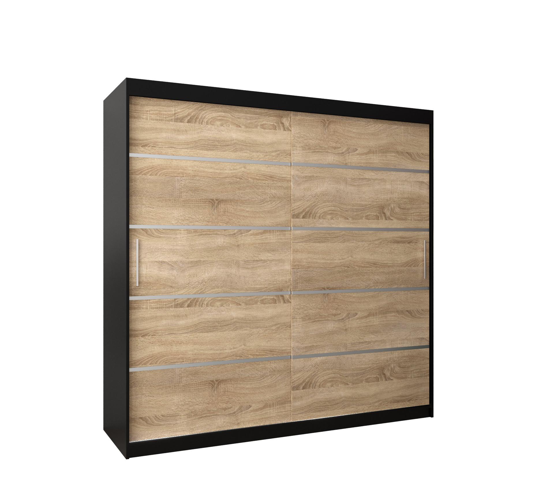 SCHWEBETÜRENSCHRANK 200/250/62 3-türig - Silberfarben/Schwarz, Holz/Kunststoff (250/200/62cm) - MÖBEL KRYSPOL