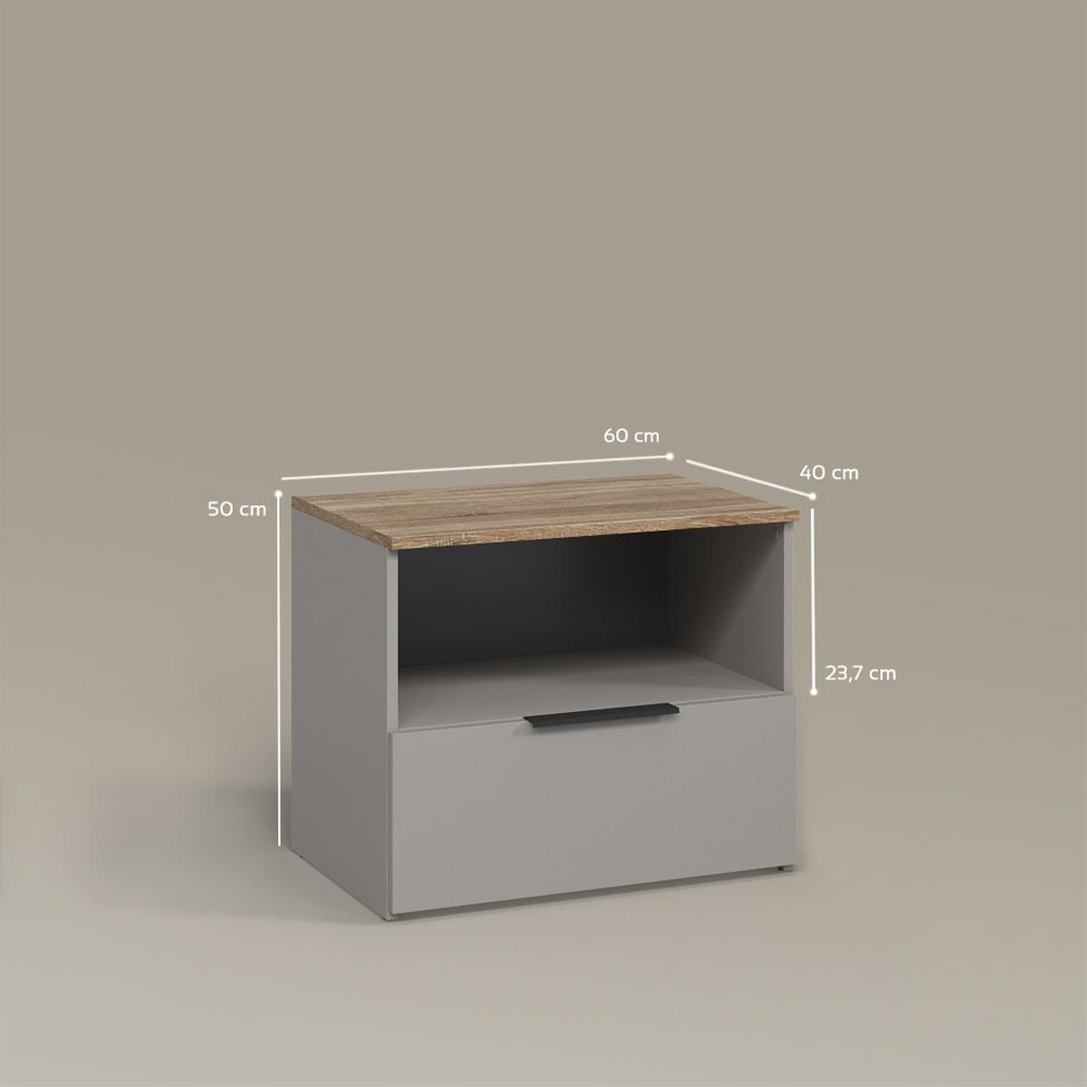 KOMMODE Piave Greige mit klappe - Greige, Holzwerkstoff (60/50/40cm) - Livinity®
