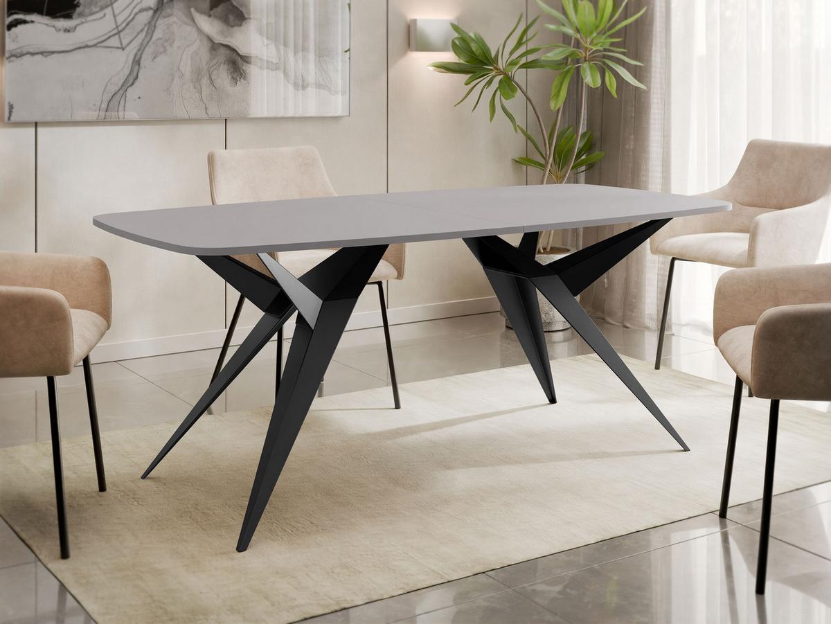 ESSTISCH ausziehbar Axis - Hellgrau/Schwarz, Holzwerkstoff/Metall (90/160/76cm) - MIRJAN24