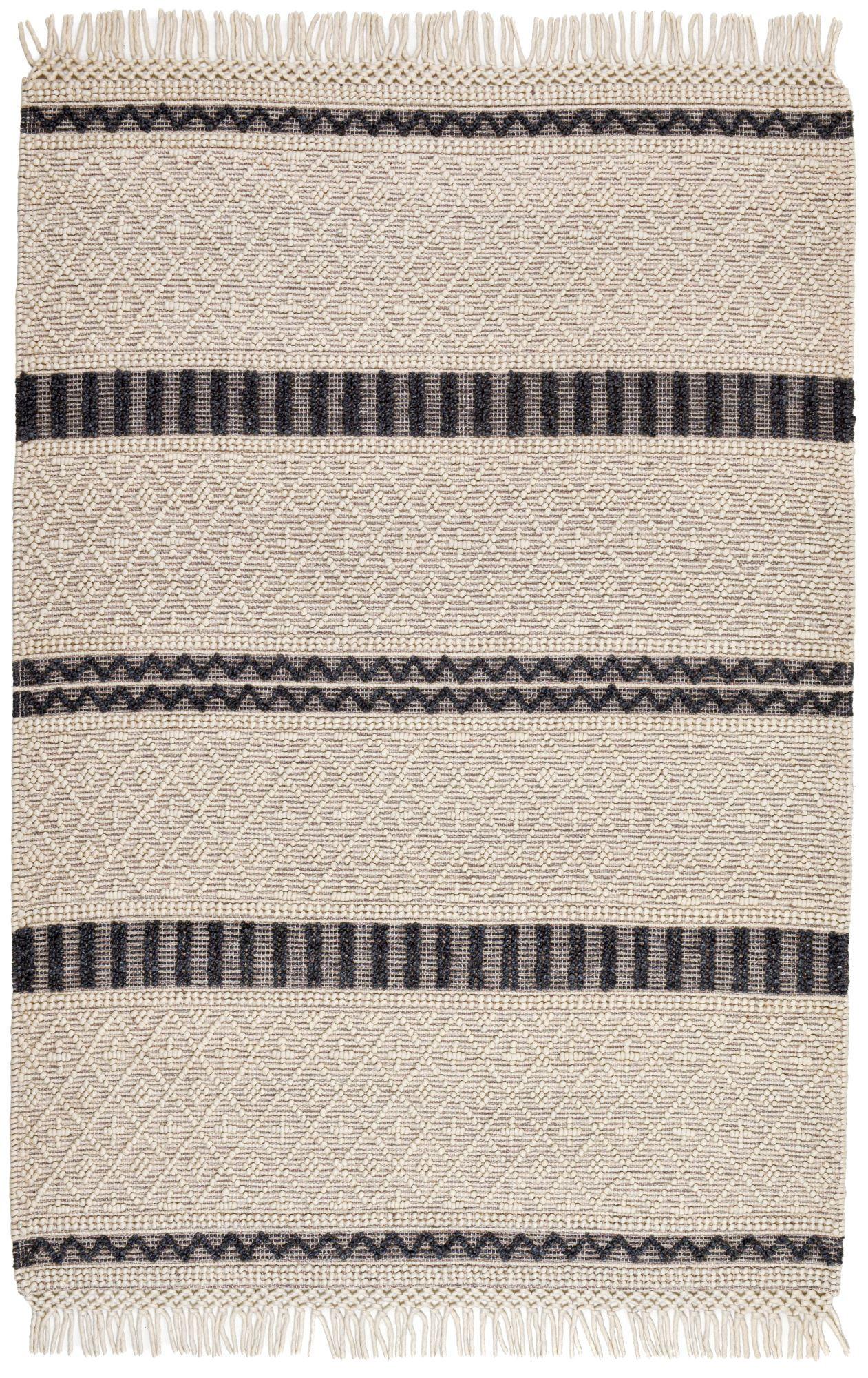 FALCHWEBETEPPICH Macrame Style, beige/schwarz 90x160 cm - Naturfarben, Textil (90/160cm) - Rug and Roll