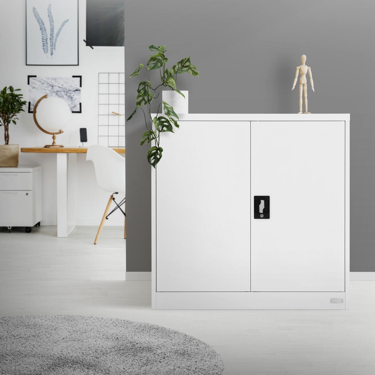 AKTENSCHRANK 90x40x90 cm Weiß aus Stahl - Weiß, Metall (40/90/90cm) - ML-DESIGN