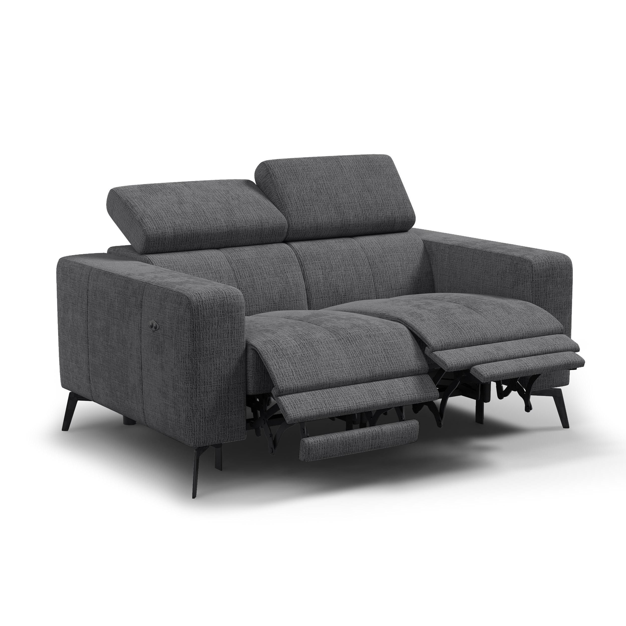 RELAXSOFA MORELLO 2-Sitzer, dunkelgrau, 2 x Relax Zero Gravity - Dunkelgrau, Holz/Textil (164/82/103cm) - Wozimo