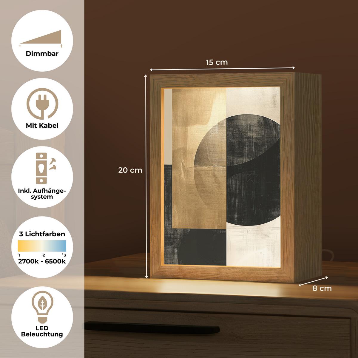 WANDLEUCHTE Abstrakt - Modern - Schwarz - Gold 15x20 cm - Sandfarben, Holzwerkstoff (15/20/8cm) - OnlyWow