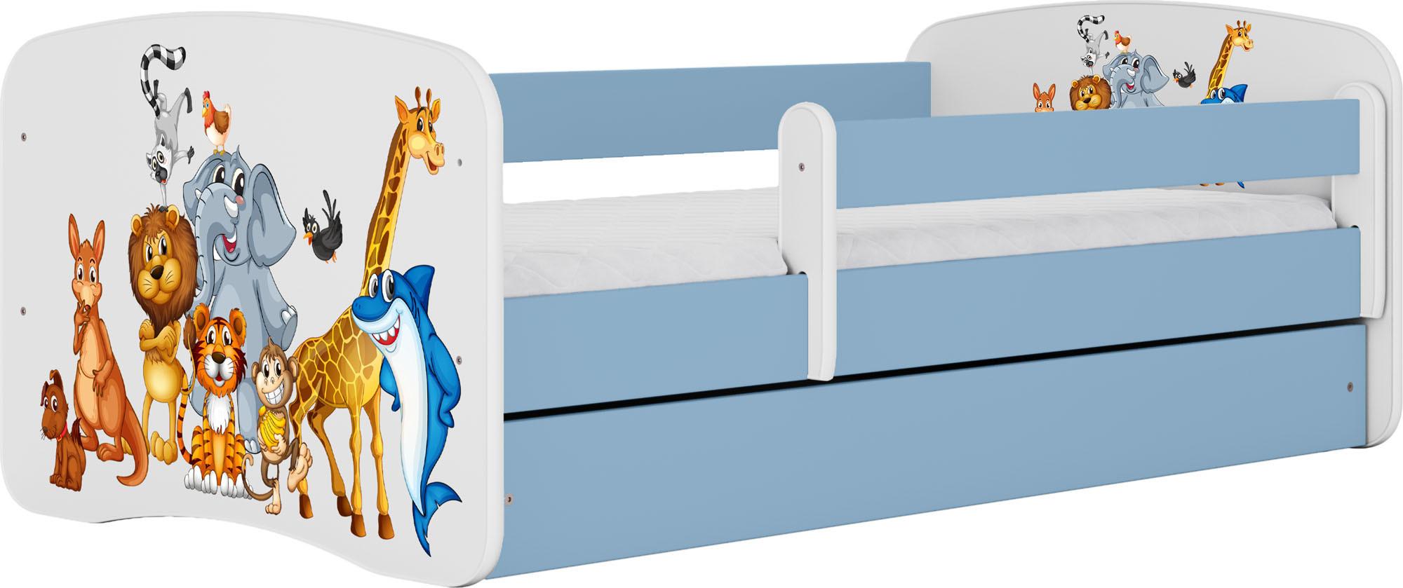 KINDERBETT Emily mit Schublade und Matratze, Blau 80x160 cm - Braun, Holzwerkstoff (160/80cm) - WFL GROUP