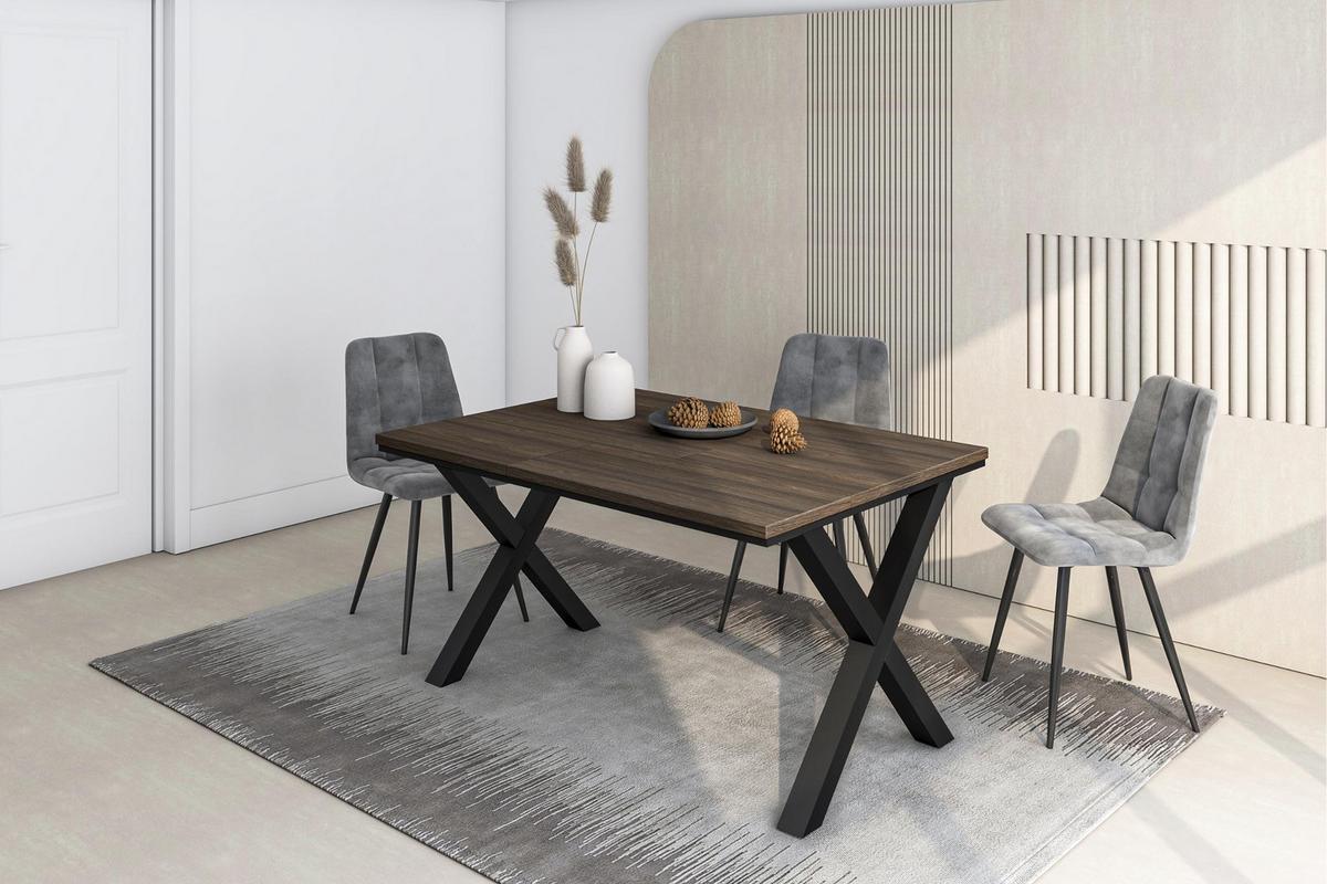 ESSTISCH, Dunkler Eiche, 140/90/74 cm - Dunkelbraun/Schwarz, Holzwerkstoff (140/90/74cm) - Skraut Home