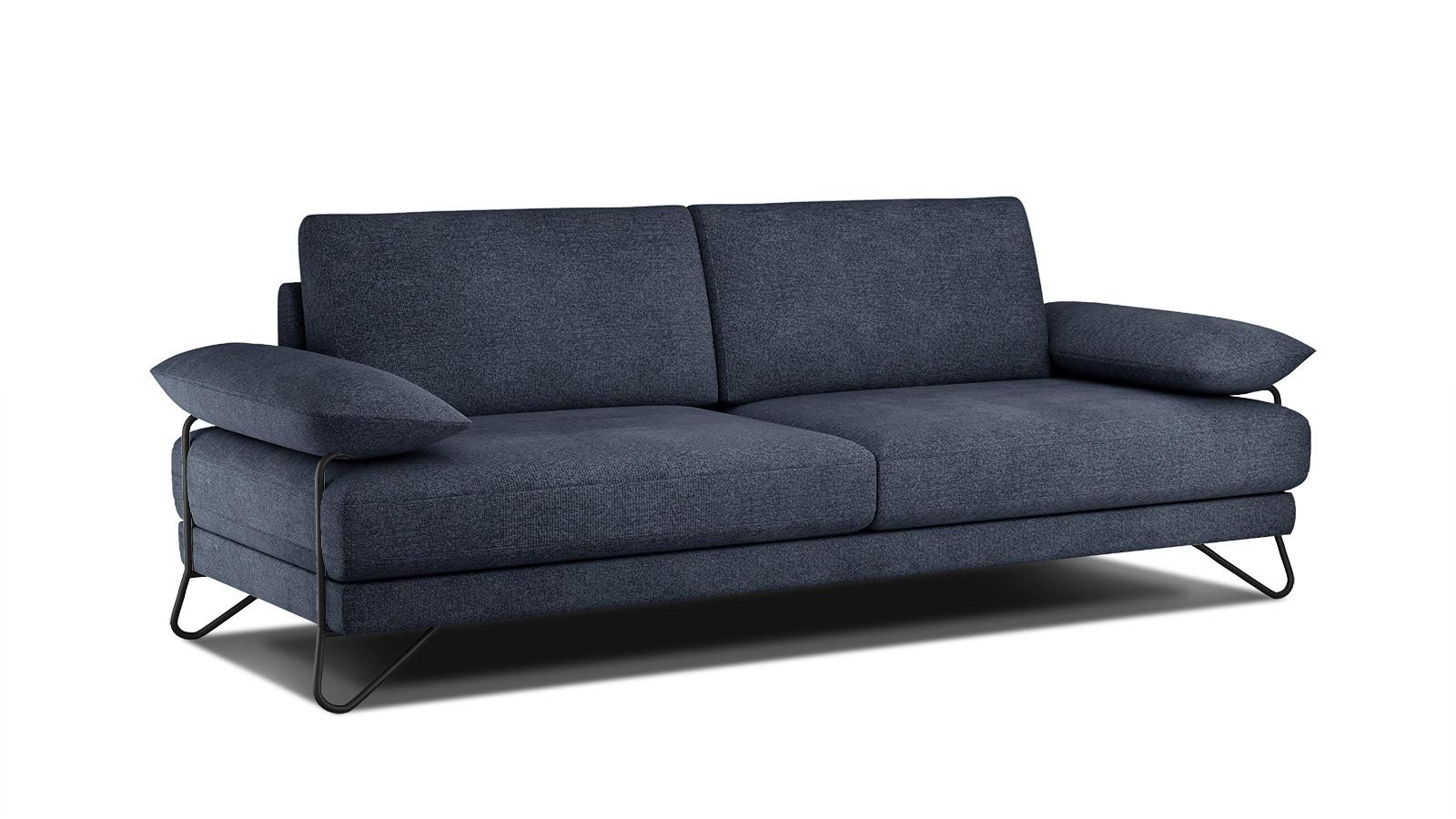 SOFA LORI 3-Sitzer, dunkelblau - Schwarz/Dunkelblau, Holzwerkstoff/Textil (245/87/96cm) - Wozimo