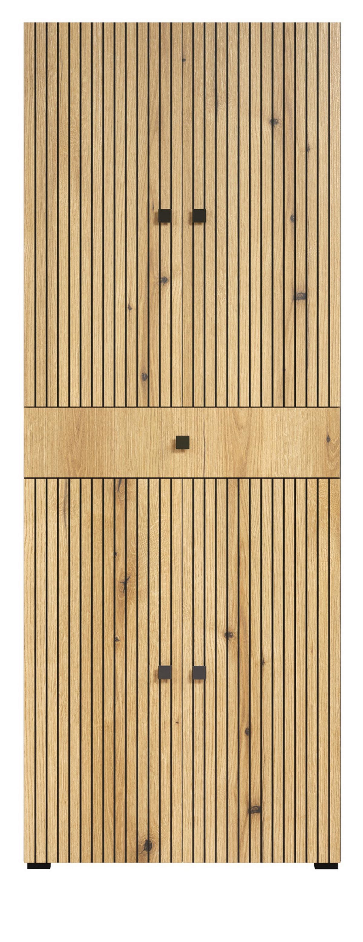 HOCHSCHRANK Evoke Eiche, grau 70 x 186 cm, Badschrank 4-türig - Eichefarben/Anthrazit, Holzwerkstoff/Metall (70/186/31cm) - Top.Furn