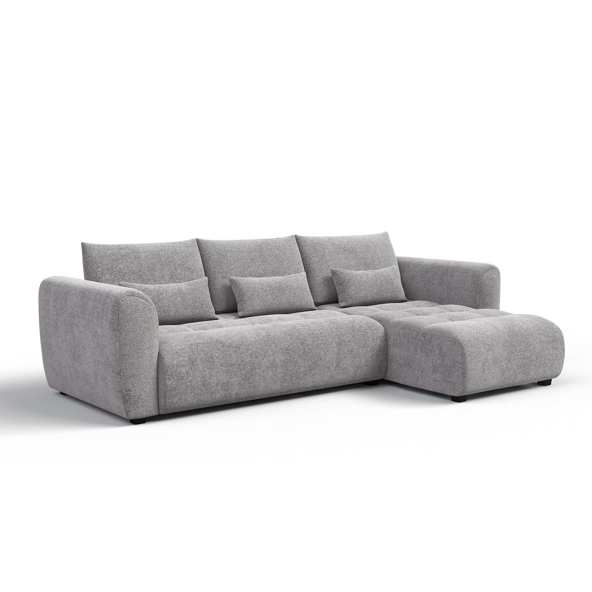 ECKSOFA SORENO 4-Sitzer, platingrau - Schwarz/Grau, Holz/Textil (293/171cm) - Wozimo