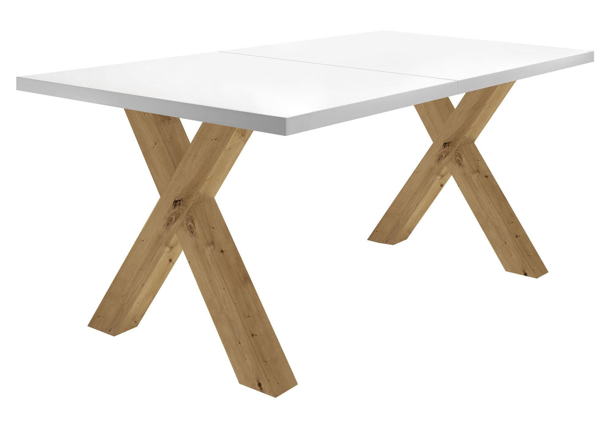 ESSTISCH ausziehbar Eike 1 160 x 90 x 75 Esszimmertisch Asteiche/Weiß Matt Lack - Weiß, Holz (160/90/75cm) - 58aufmkessel