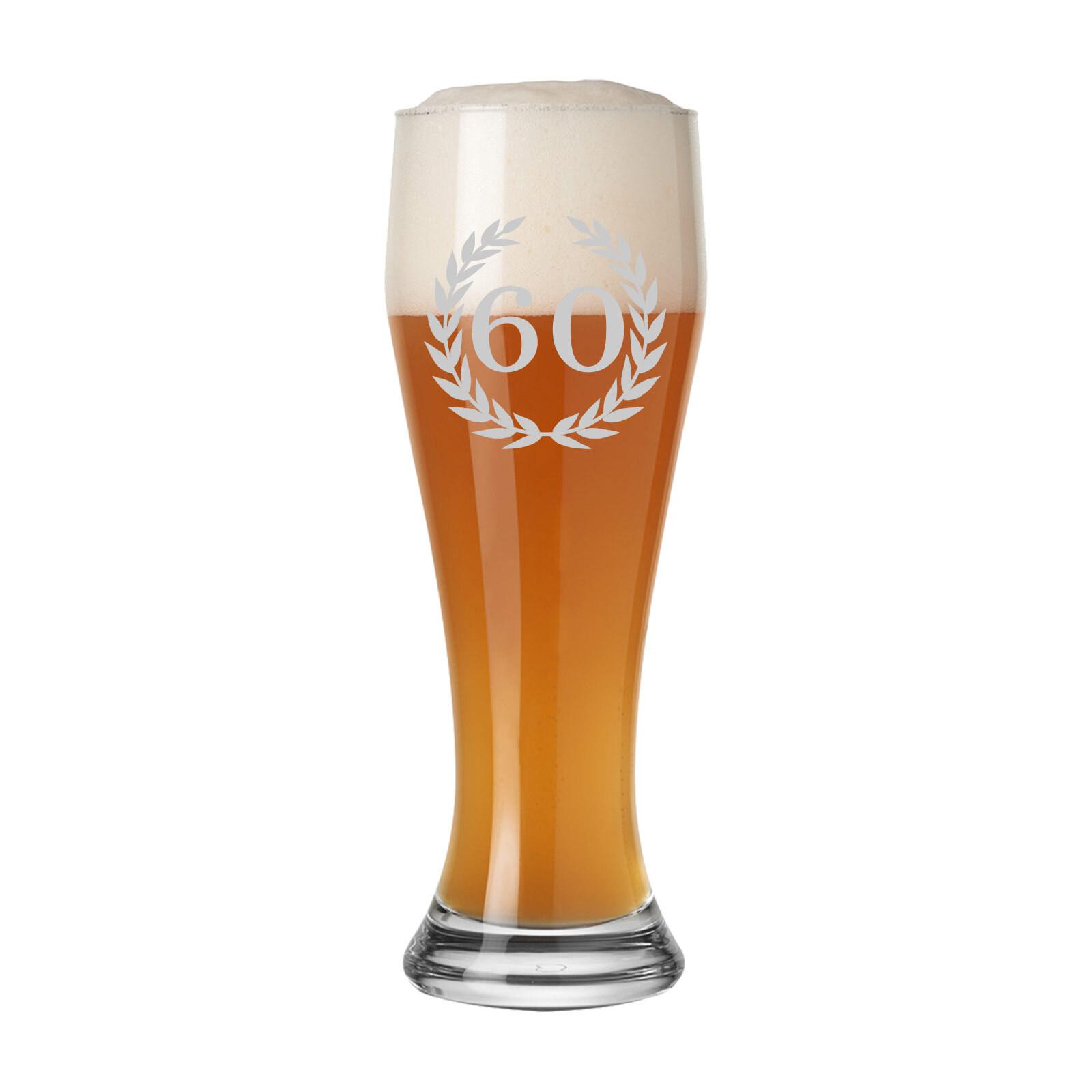 WEIZENBIERGLAS MIT GRAVUR 60. Jubiläum transparent 0,5 l - Transparent, Glas (0.5L) - LUXENTU