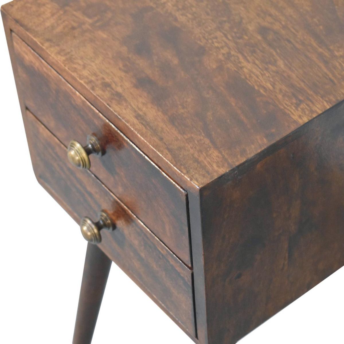 NACHTTISCH California Walnuss-Finish, 2 Schubladen, Dunkelbraun - Dunkelbraun, Holz (30/57/30cm) - Artisan Furniture