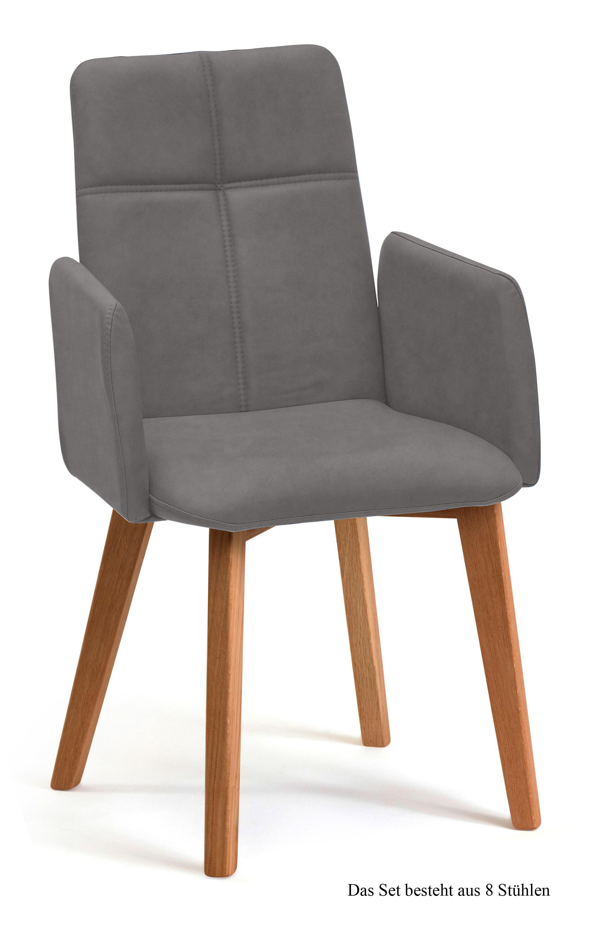 ARMLEHNSTUHL (8er-Set) Dardana 52x92x60 Eiche geölt/Grau - Eichefarben/Grau, Kunststoff (60/92/52cm) - 58aufmkessel