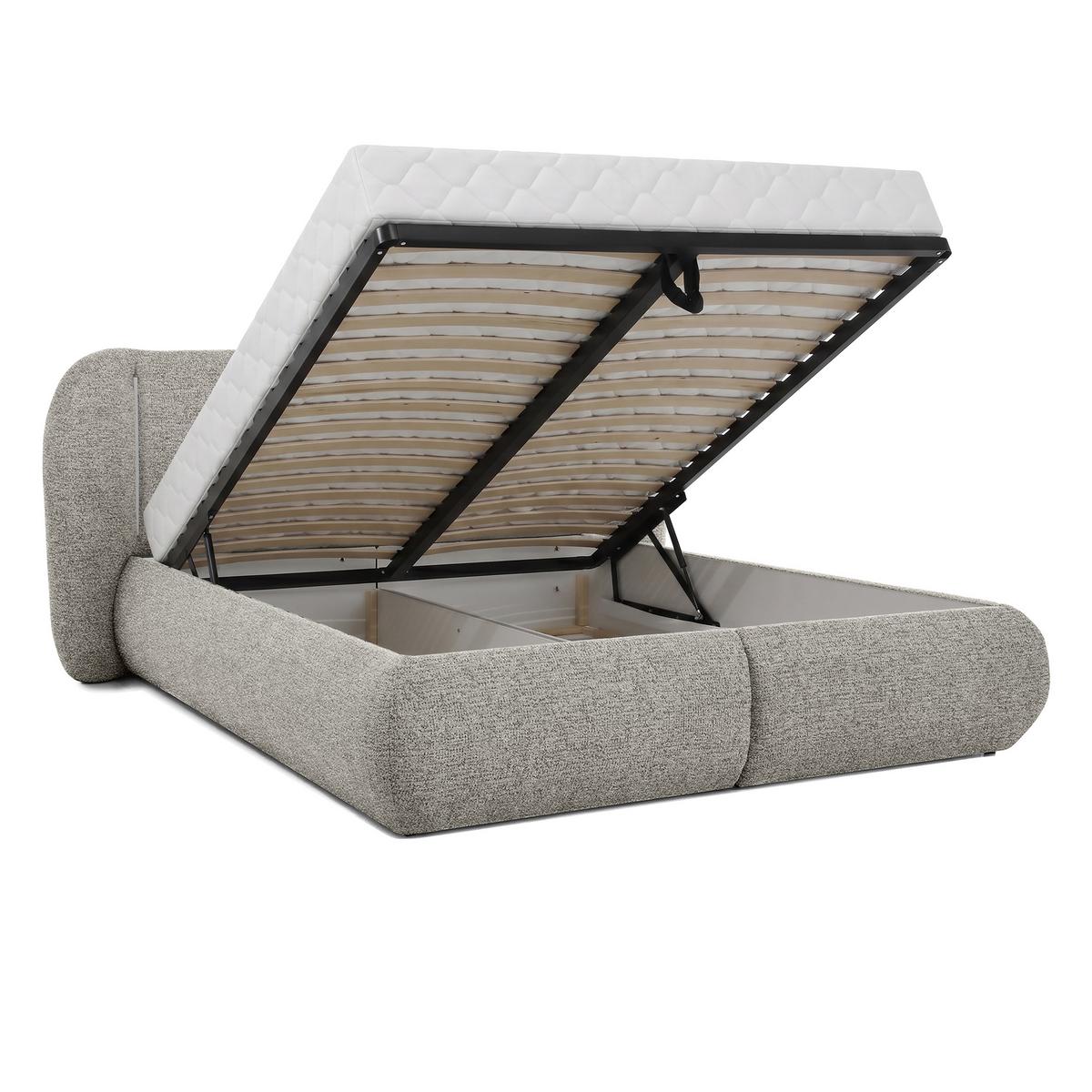 POLSTERBETT Corfu, LED-Beleuchtung, Bettkasten und Taschenfedernmatratze 26 cm, 140x200, Cappuccino - Cappuccino, Textil (140/200cm) - Beautysofa