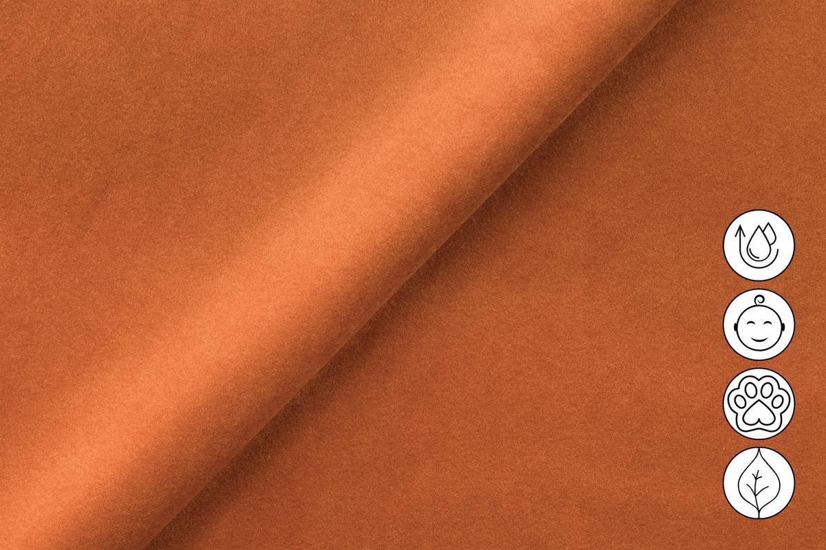 SOFA RELAX FIERO 3-Sitzer, Oranger Veloursstoff - Schwarz/Orange, Holz/Textil (212/82/103cm) - Courtois Laville