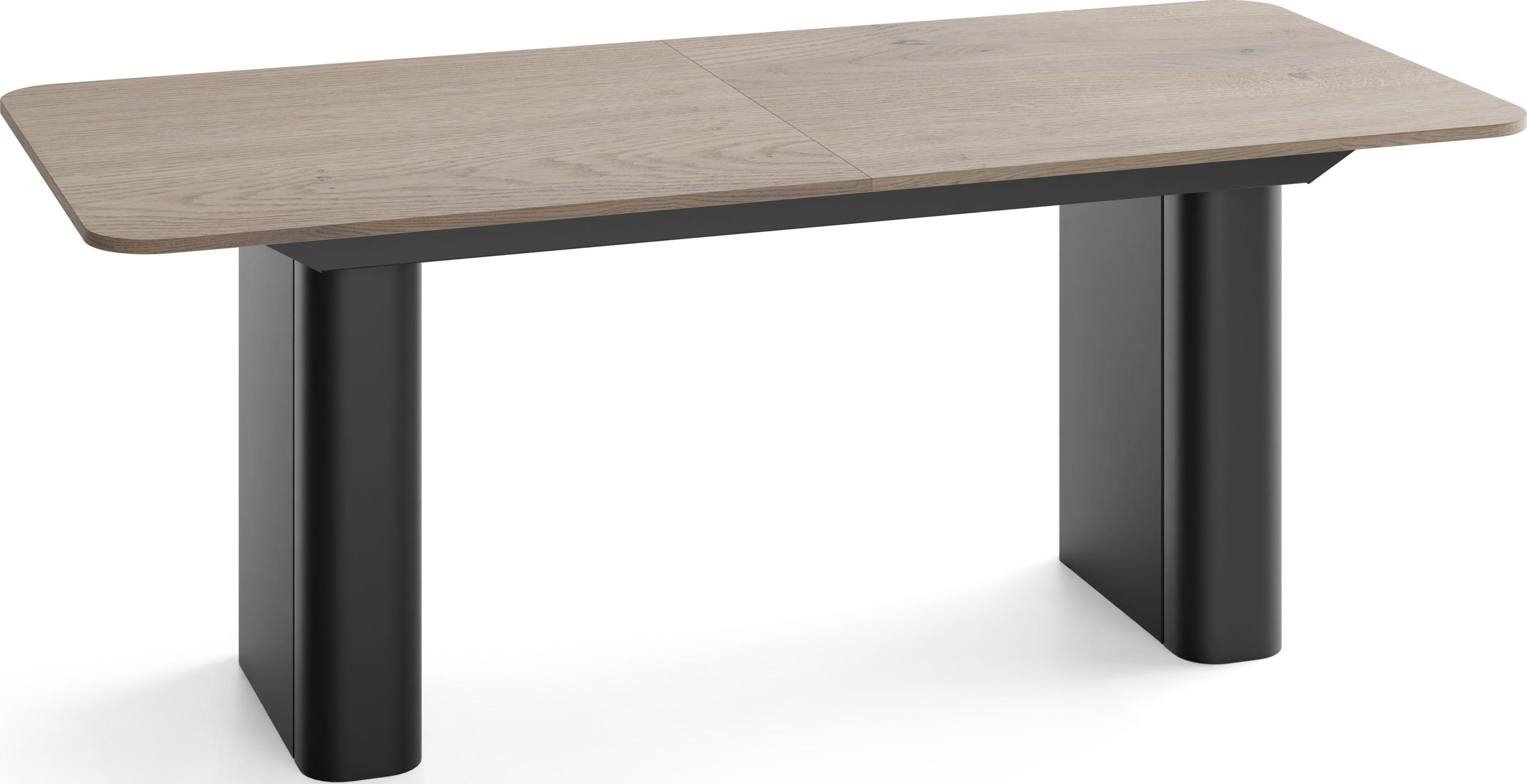 ESSTISCH Riven rechteckig ausziehbar verlängerbar mit Butterfly-Auszug, Eiche Braun 200-296/90/76 cm - Eichefarben/Schwarz, Holzwerkstoff/Metall (90/296/76cm) - WFL GROUP