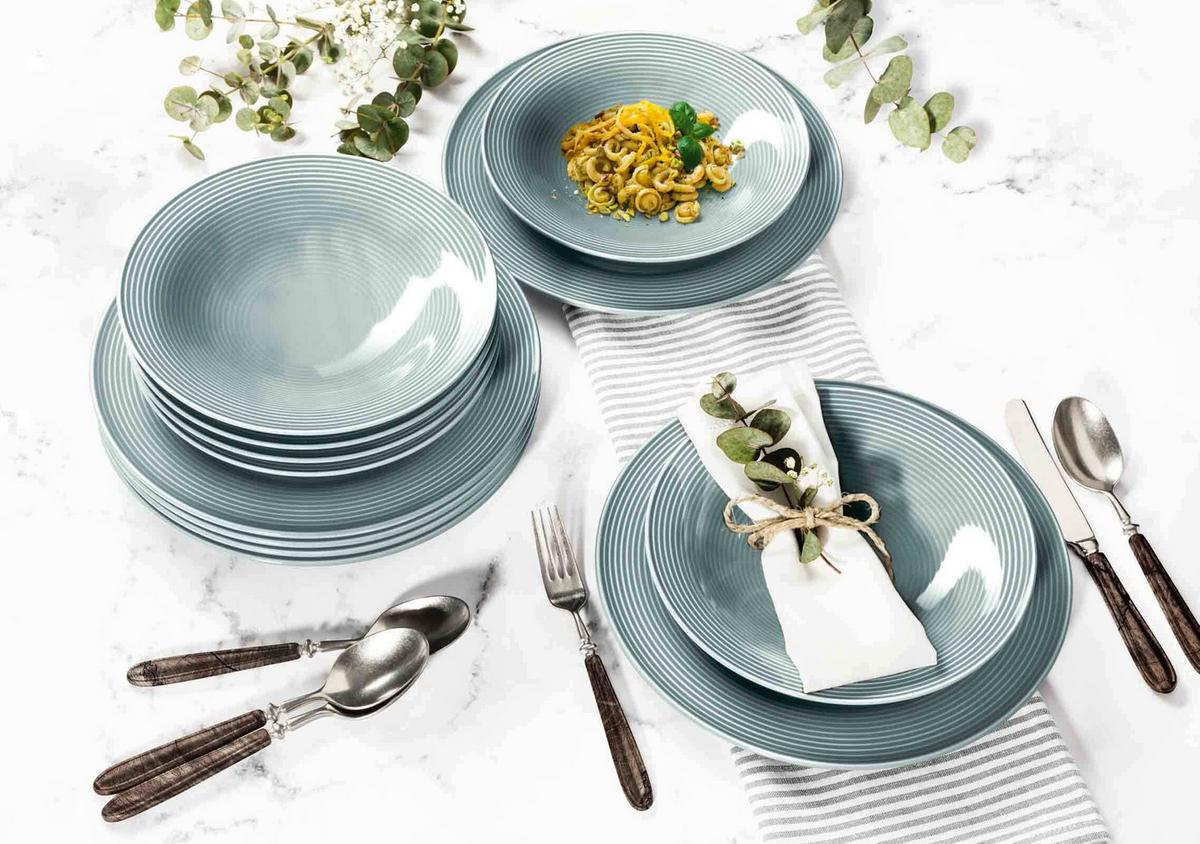 TAFELSERVICE Beat Color Glaze Arktisblau 12-tlg. - Hellblau, Keramik (32.3/23.5/32.3cm) - Seltmann Weiden