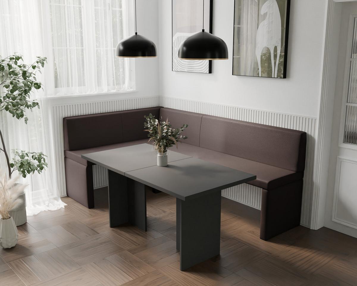 ECKBANK links OWEN Kunstleder, 128/168 cm Braun - Braun, Holz/Kunststoff (128/168cm) - Idohome
