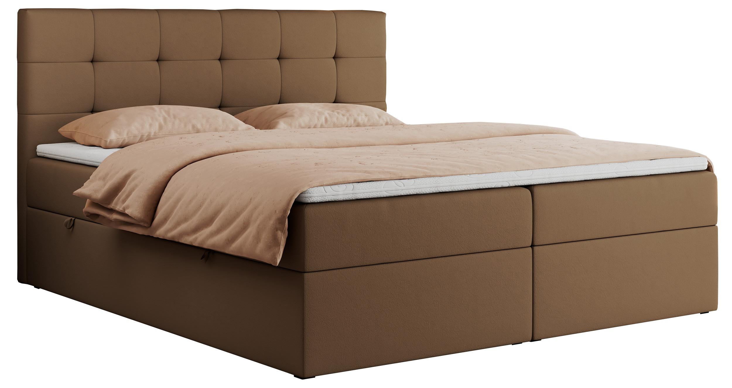 BOXBETT CENTO 180/200 Braun Kunstleder - H4 - Braun, Holz/Textil (180/200cm) - MKS