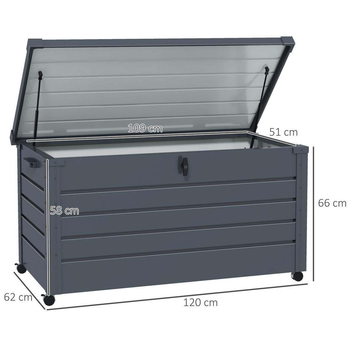 GARTENBOX Verzinkter Stahl Dunkelgrau - Dunkelgrau, Metall (62/66/120cm) - Outsunny
