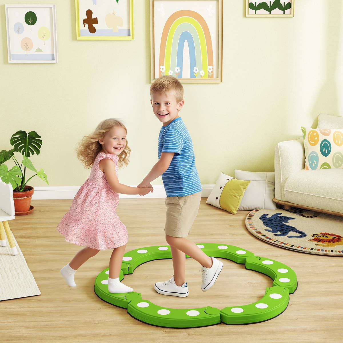 KINDER-SCHWEBEBALKEN TPE Kunststoff Grün - Grün, Kunststoff (101/7/101cm) - AIYAPLAY