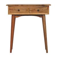 KONSOLE Eichen-Finish Kleine Flur Tisch, 2 Schubladen, Nordische Beine - Messingfarben/Braun, Holz/Metall (30/70/78cm) - Artisan Furniture