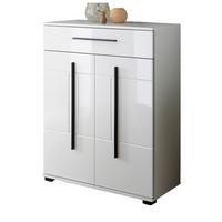 SCHUHSCHRANK weiß Hochglanz 80 x 103 cm, Kommode mit Soft-Close - Weiß Hochglanz/Schwarz, Holzwerkstoff/Kunststoff (80/103/39cm) - Furn.Design