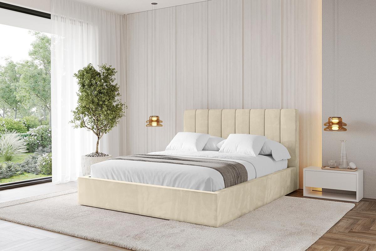 POLSTERBETT mit Bettkasten und Lattenrost, Bett mit Matratze H3/H4 - STERA 160x200 Beige - Cappuccino, Holzwerkstoff/Textil (160/200cm) - ALTDECOR