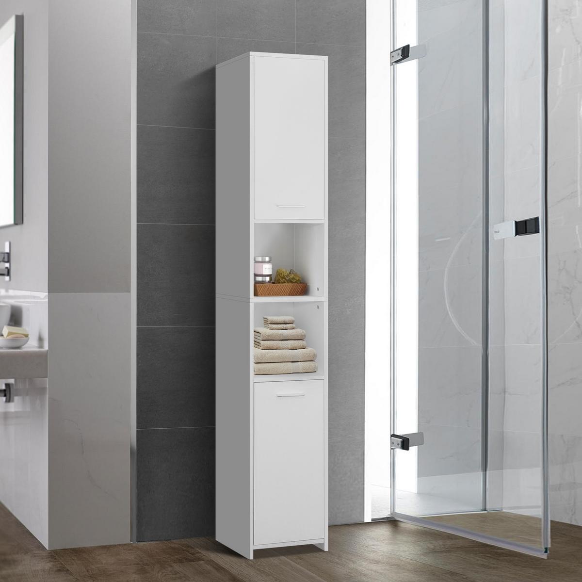 BADEZIMMER Hochschrank weiß - Weiß, Holzwerkstoff (30/190/30cm) - ML-DESIGN