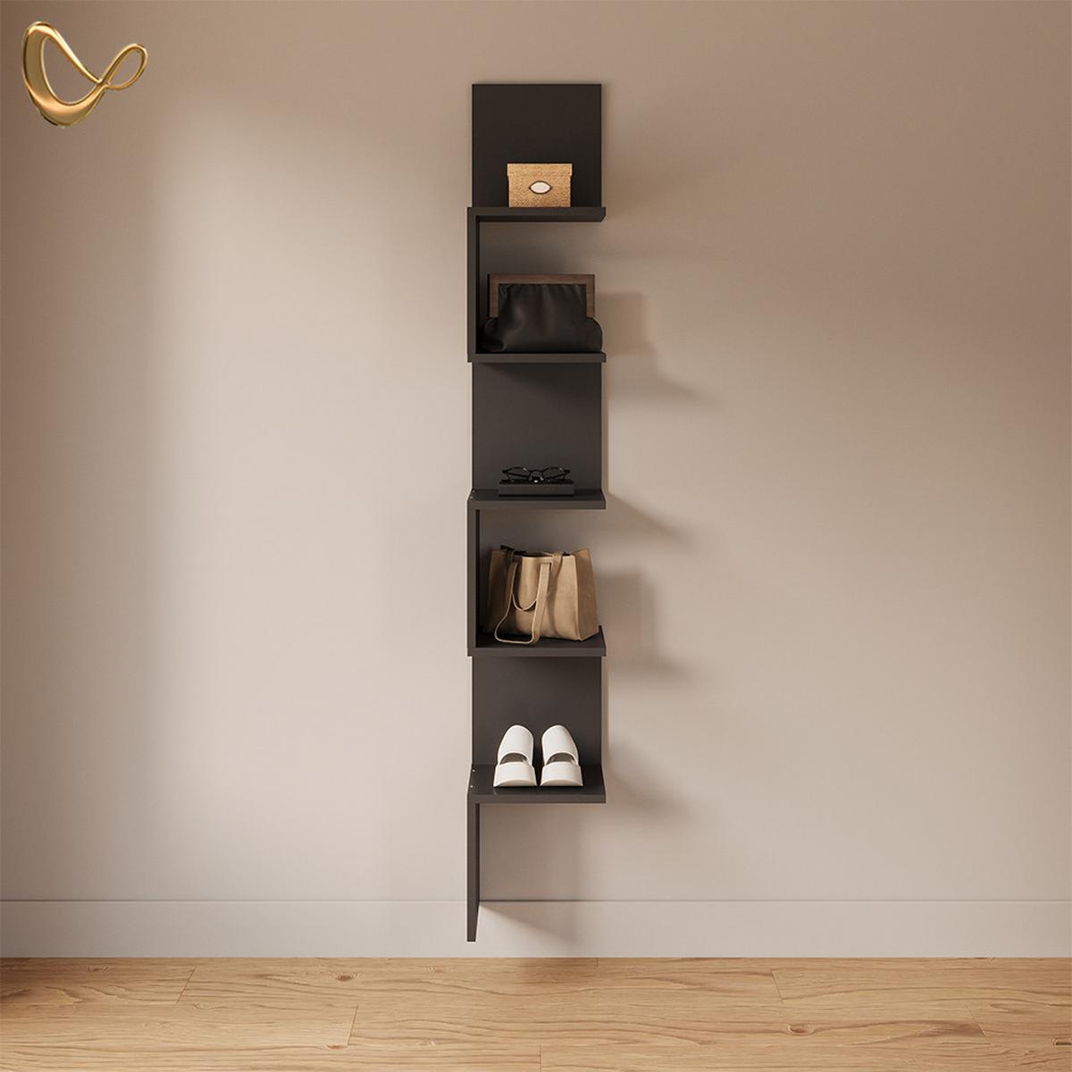 ECKREGAL Vesuvio Schwarz 28 x 175.4 cm mit 5 Fächern - Schwarz, Holzwerkstoff (28/175.4/28cm) - Livinity®