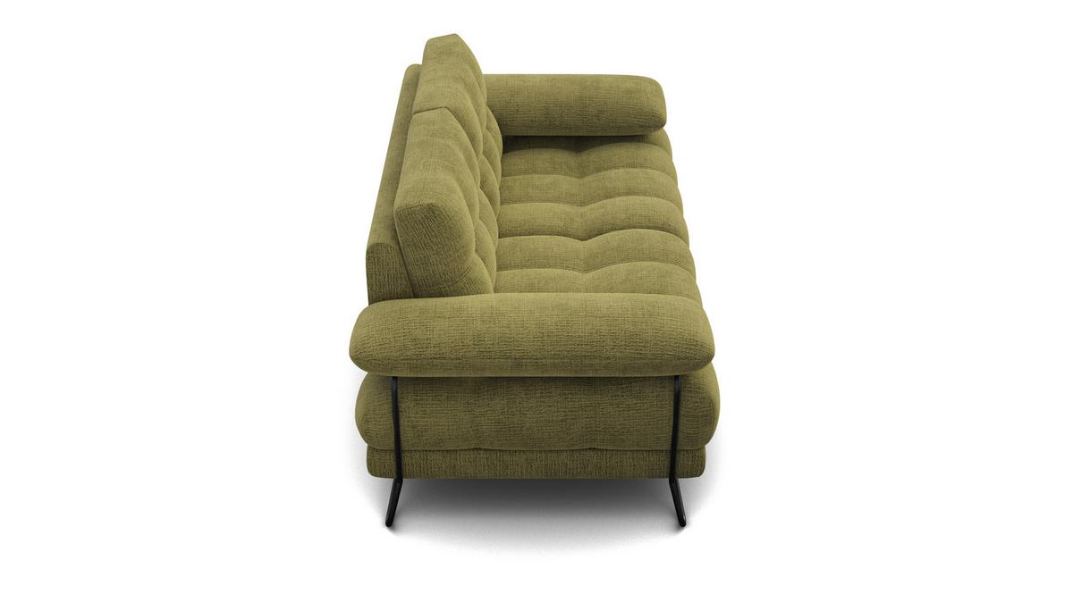 SOFA BUBBARA 2-Sitzer, olivgrün - Schwarz/Olivgrün, Holz/Textil (185/87/96cm) - Wozimo
