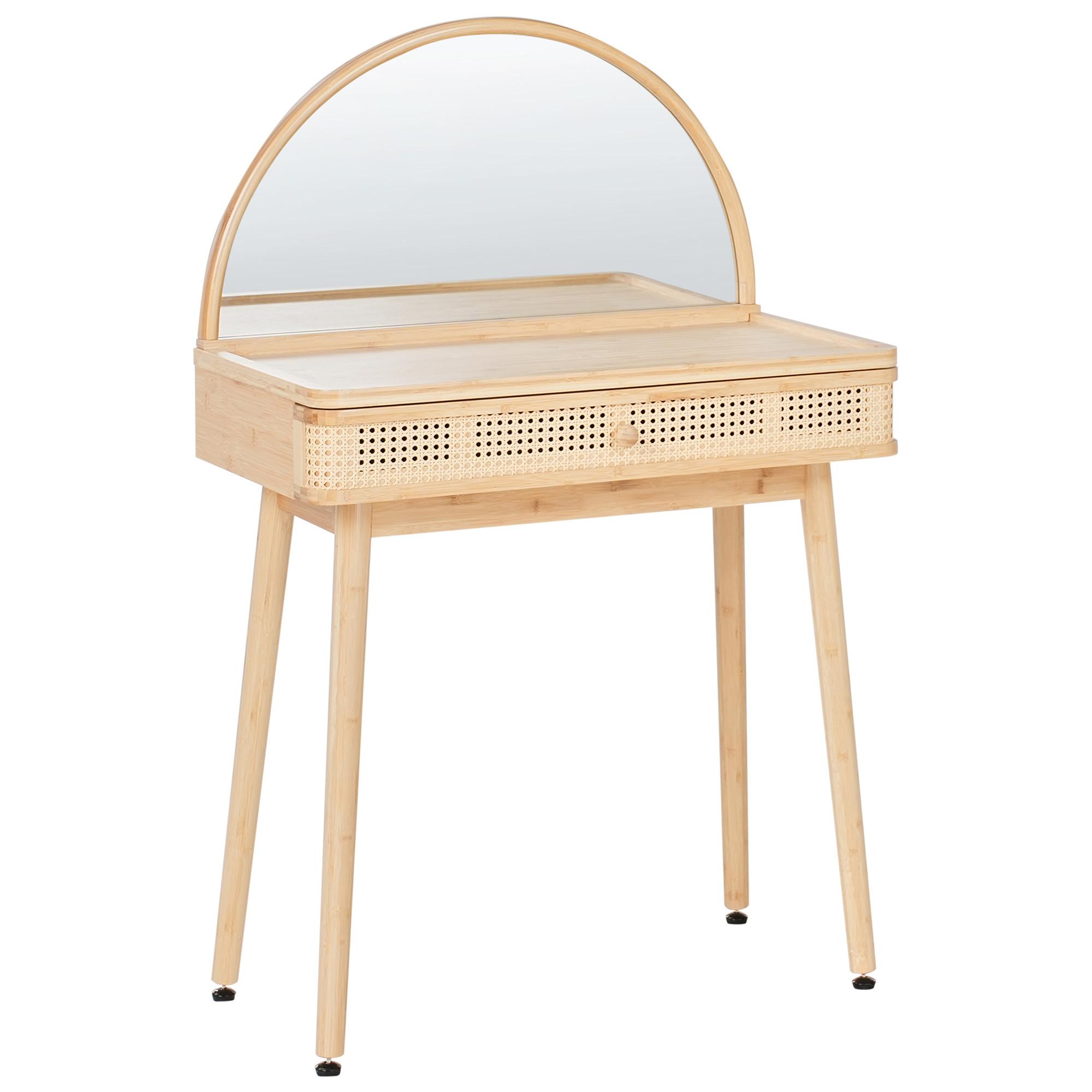 SCHMINKTISCH mit Spiegel Hellbraun Rancheria - Hellbraun, Holz (81/124/41cm) - Beliani